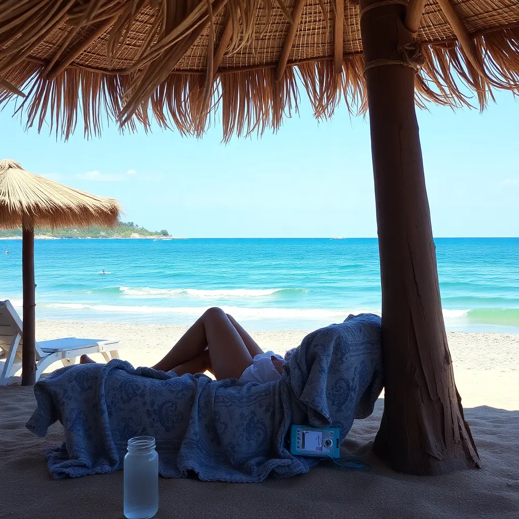 lady rest near the beach